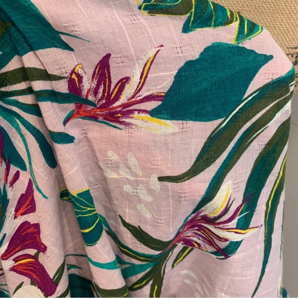 Terra & Sky Floral Tropical Print Square Neck Peasant Top - Picture 5 of 8